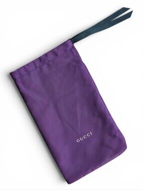 Gucci Purple Satin Drawstring Pouch with Black Ribbon